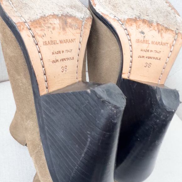 Isabel Marent Boots 38 7.5 Booties Suede Western Metal Toe Lemsey Brown Green - Picture 9 of 11